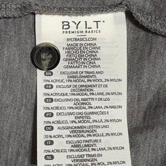 BYLT Comfort Wool Long Sleeve Drop Cut Polo Shirt Men's Small Fawn Gray - Picture 9 of 11